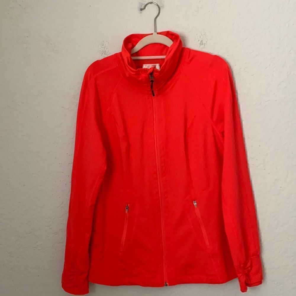 Tangerine Full Zipper Active Wear Jacket Size M